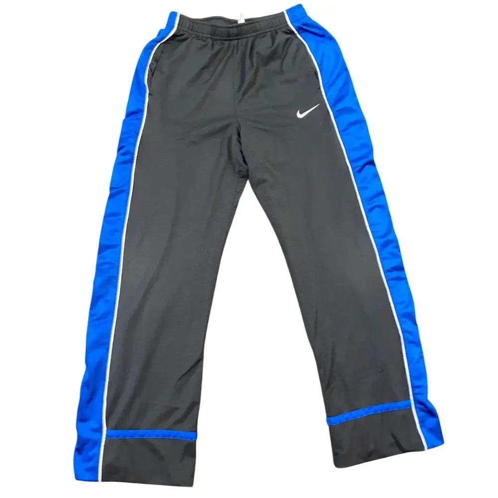 Nike Boys XL (18) Dark Gray & Royal Blue Mesh Athletic Track Pants Warm Up Y2K